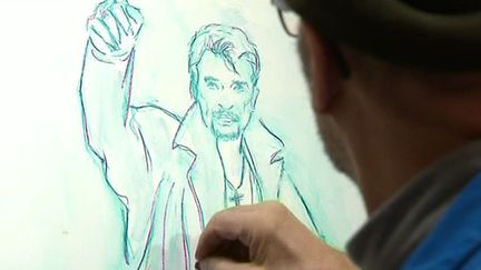 Le sculpteur drômois commence par un croquis de Johnny 
 (Francetv/culturebox )