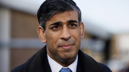 British Prime Minister Rishi Sunak in Essex, February 16, 2024. (DAN KITWOOD / POOL / AFP)