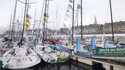 Les bateaux de la Route du Rhum dans le port de Saint-Malo (JEAN-SEBASTIEN EVRARD / AFP)