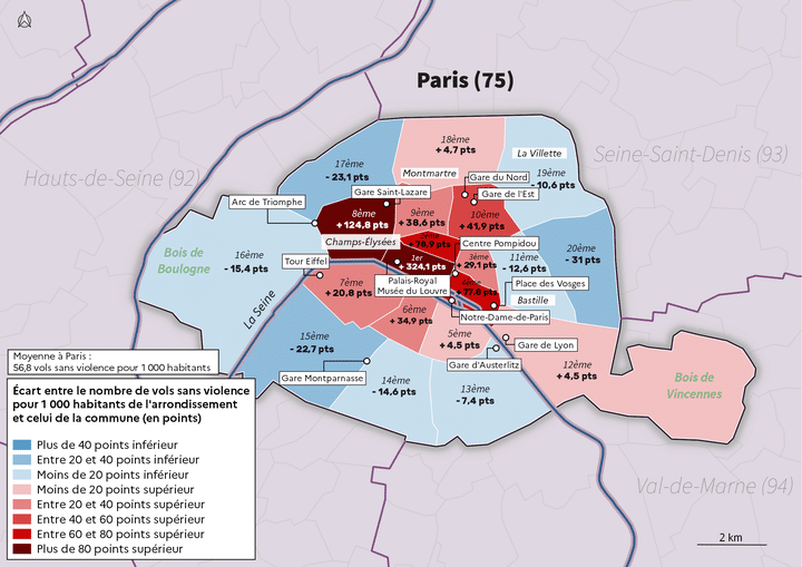 Vols sans violence contre des personnes enregistrés dans les arrondissements de Paris (SSMI)