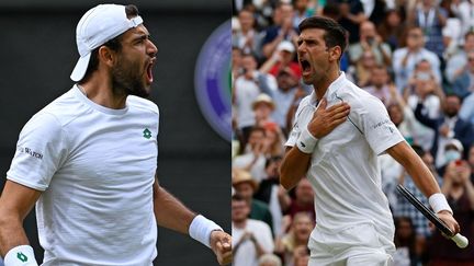 Matteo Berrettini et Novak Djokovic vont s'affronter en finale de Wimbledon, dimanche 11 juillet 2021. (AFP)