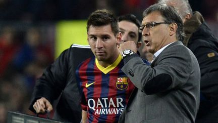 L'entraîneur du FC Barcelone, Gerardo Martino et son joueur Lionel Messi