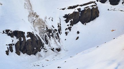 Une avalanche le 19 février 2019 sur une piste de la station de Crans-Montana en Suisse. (MAXPPP)