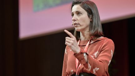 La&nbsp;dirigeante confédérale de la CGT chargée de l'égalité entre les femmes et les hommes, Sophie Binet,&nbsp;lors du 19e congrès de l'UGICT-CGT à Rennes (Ille-et-Vilaine). (NICOLAS MARQUES / MAXPPP)