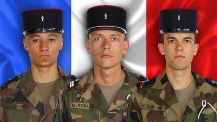 &nbsp; (Mickaël Poo-Sing, Damien Noblet et Michael Chauwin, de gauche à droite, les trois soldats français victimes d'une explosion de mine au Mali © ministère de la Défense)