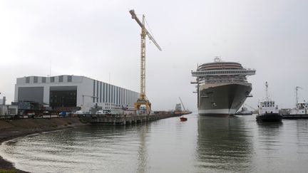 Un des sites de construction des Chantiers de l'Atlantique, à Saint-Nazaire. (illustration) (THOMAS BREGARDIS / AFP)