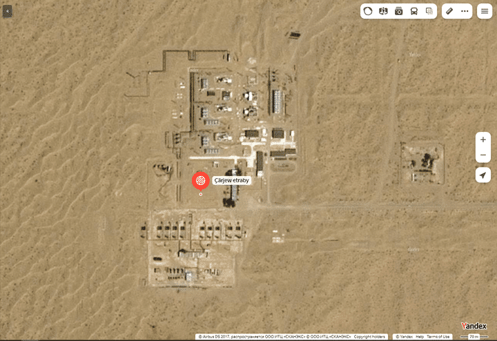 La station de compression du champ gazier de Malay (Turkménistan) (YANDEX MAPS)