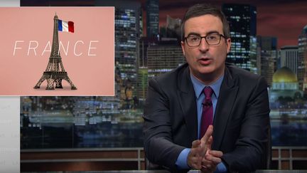 L'élection française décryptée par l'animateur&nbsp;John Oliver dans l'émission&nbsp;"Last Week Tonight" sur&nbsp;la chaîne de télévision américaine&nbsp;HBO en avril 2017. (Capture d'écran)