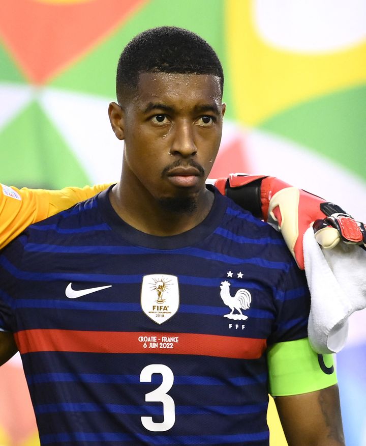 Presnel Kimpembe capitaine avec les Bleus lors du match contre la Croatie, le 6 juin (FRANCK FIFE / AFP)