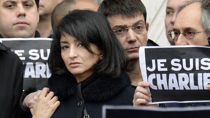 Jeannette Bougrab lors d'un hommage rendu aux victimes de l'attentat contre l'hebdomadaire, &agrave; Paris, le 9 janvier 2015. (ERIC FEFERBERG / AFP)