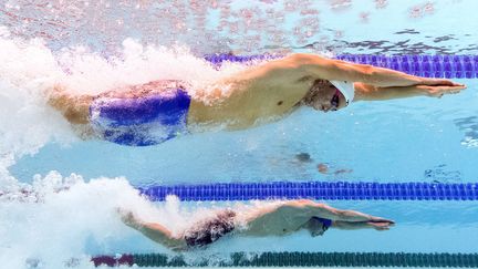 Le nageur français Jérémy Stravius, lors des séries du 100 mètres nage libre aux championnats du monde de natation de Kazan, en août 2015. (FRANCOIS XAVIER MARIT / AFP)