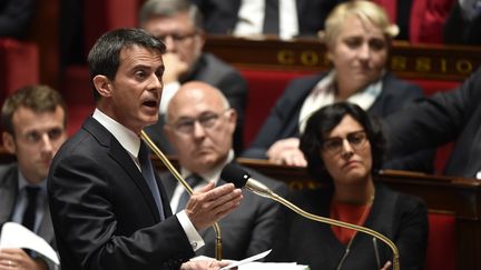 Le Premier ministre, Manuel Valls, lors de la séance de questions au gouvernement, le&nbsp;10 mai 2016 à l'Assemblée nationale. (ERIC FEFERBERG / AFP)