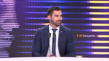 Julien Odoul, député de l'Yonne et porte-parole du RN, était l'invité du 8h30 franceinfo, dimanche 7 janvier 2024. (FRANCEINFO / RADIOFRANCE)