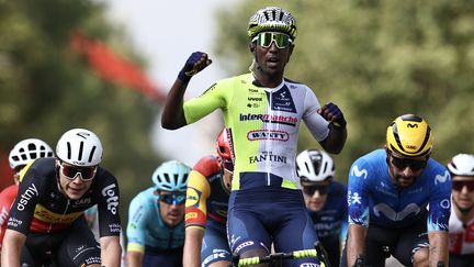 L'Erythréen Biniam Girmay a remporté la troisième étape du Tour de France au sprint, lundi 1er juillet. (ANNE-CHRISTINE POUJOULAT / AFP)