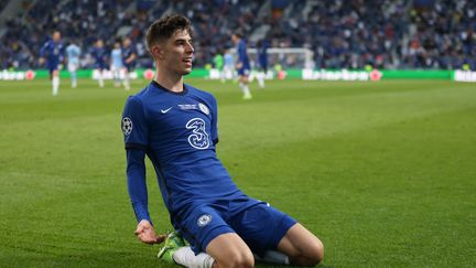 Kai Havertz célèbre son but face à Manchester City en finale de la Ligue des champions, le 29 mai 2021 (JOSE COELHO / POOL)