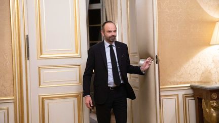 Edouard Philippe à Matignon lors des entretiens avec les partenaires sociaux sur la réforme des retraites, le 18 décembre. (CHRISTOPHE MORIN / MAXPPP)