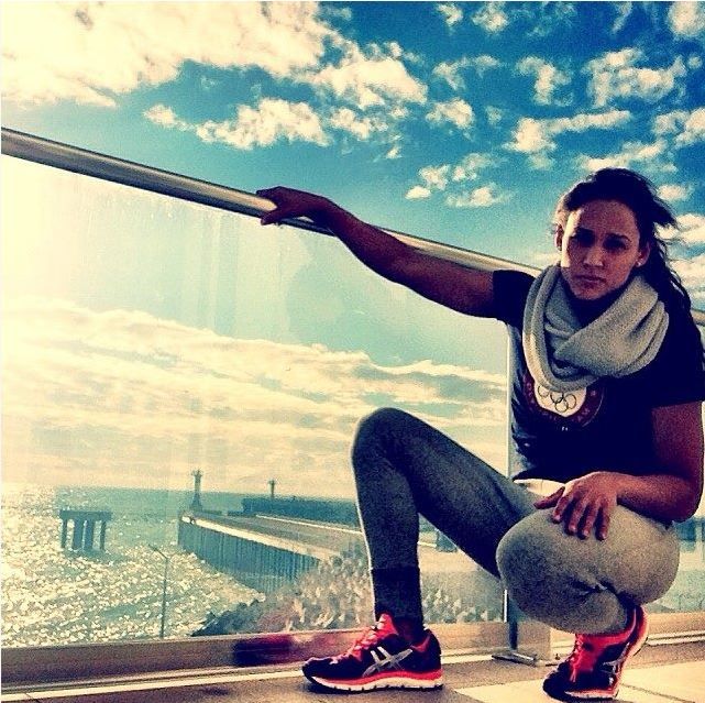 La bobeuse am&eacute;ricaine Lolo Jones, &agrave; Sotchi (Russie), le 1er f&eacute;vrier 2014. (LOLO JONES / FACEBOOK)