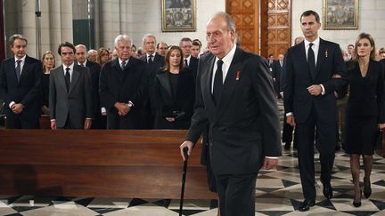 Juan Carlos, le roi d'Espagne, assiste aux obs&egrave;ques de l'ancien Premier ministre espagnol, Adolfo Suarez &agrave; Madrid (Espagne), le 31 mars 2014. (REUTERS)