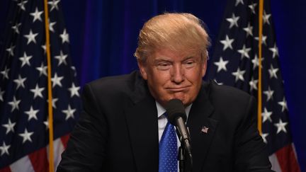 Le républicain Donald Trump,&nbsp;candidat à la Maison blanche, lors d'un discours à Manchester dans le New Hampshire,&nbsp;le 13 juin 2016. (TIMOTHY A. CLARY / AFP)