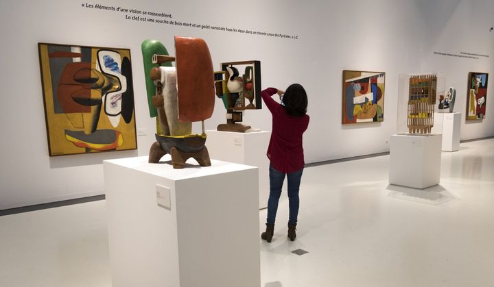 Une visiteuse à l'exposition Le Corbusier au musée Soulages de Rodez.
 (Eric Cabanis / AFP)