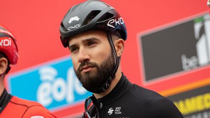 Le coureur français Nacer Bouhanni, lors de la 103e édition du Milan-Turin (Italie), le 16 mars 2022. (SILVIA COLOMBO / AFP)