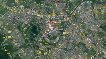 Un surveillant de prison a &eacute;t&eacute; agress&eacute; en pleine rue par six hommes, dont un ancien d&eacute;tenu, le 4 juin 2014 &agrave; Cergy-Pontoise (Val-d'Oise). ( GOOGLE MAPS / FRANCETV INFO )