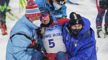 Ingrid Landmark Tandrevold après la poursuite des Jeux olympiques de Pékin, le 13 février, à Zhangjiakou. (PENG ZIYANG / XINHUA via AFP)