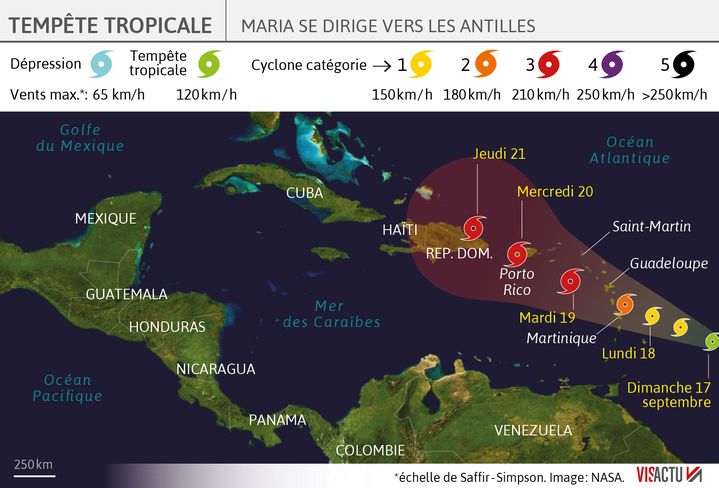 La tempête Maria se dirige vers les Antilles, fin septembre 2017. (VISACTU)