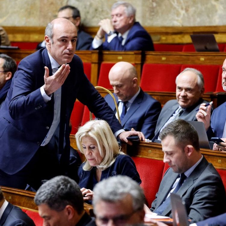 Olivier Marleix, the president of the Les Républicains group in the National Assembly, photographed in the hemicycle on February 7, 2023. (LUDOVIC MARIN / AFP)