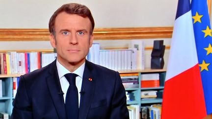 Vœux d'Emmanuel Macron, le 31 décembre 2022. (ALEXANDRE MARCHI / MAXPPP)