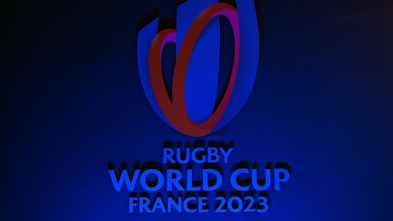 Le logo de la Coupe du monde de rugby en France en 2023. (FRANCK FIFE / AFP)