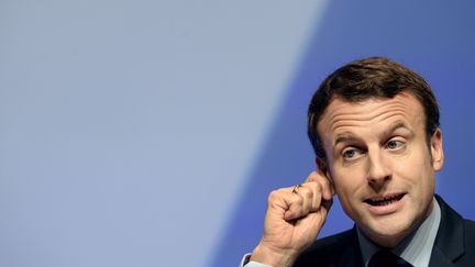 Emmanuel Macron le jeudi 30 mars à Brest. (FRED TANNEAU / AFP)