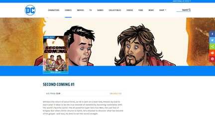 La présentation de "Second Coming", une bande-dessinée mettant en scène le retour de Jésus sur terre, sur le site de l'éditeur DC Comics, qui a finalement renoncé à la publier. (DCCOMICS.COM)