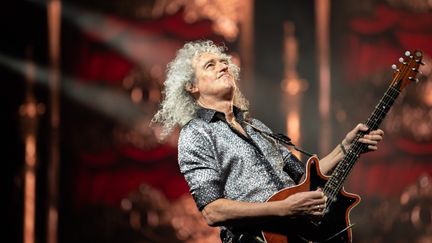 Le guitariste de Queen, Brian May, en concert en janvier 2020. (YELIM LEE / AFP)