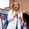 La cheffe du parti Fratelli d'Italia, Giorgia Meloni, lors d'un meeting à Monza (Italie), le 30 mai 2022. (ALESSANDRO BREMEC / NURPHOTO / AFP)