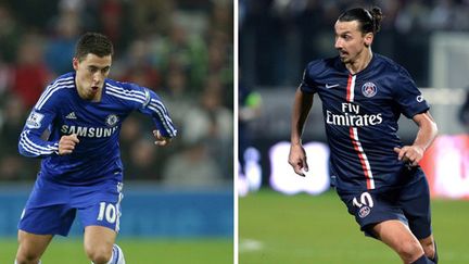 Qui d'Eden Hazard ou de Zlatan Ibrahimovic pèsera le plus sur ce PSG-Chelsea ?  (IAN MACNICOL / AFP)