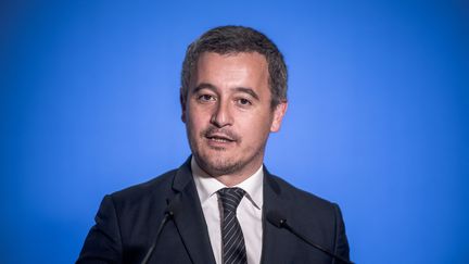 Le ministre de l'Intérieur, Gérald Darmanin, présente ses vœux à la Gendarmerie Nationale, à Paris, le 16 janvier 2023. (ARTHUR N. ORCHARD / HANS LUCAS / AFP)