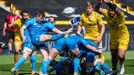 La Rochelle a remporté la première demi-finale de son histoire en Coupe d'Europe, face au Leinster, le 2 mai 2021. (XAVIER LEOTY / AFP)