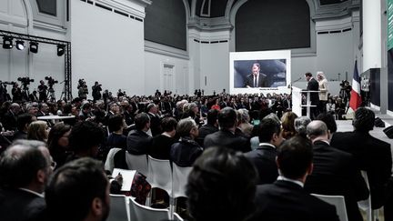 Présentation des premières propositions du grand débat national au Grand Palais à Paris, le 8 avril 2019. (PHILIPPE LOPEZ / AFP)