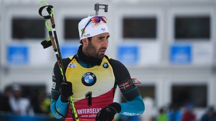 Le biathlète français Martin Fourcade lors de l'épreuve de Coupe du monde à Anterselva (Italie) en janvier 2018. (ALEXANDER VILF / SPUTNIK)