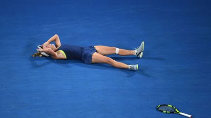 La grande joie de la Danoise Caroline Wozniacki après sa victoire à l'Open d'Australie (WILLIAM WEST / AFP)