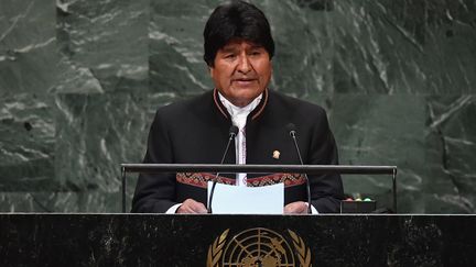 Le président bolivien Evo Morales aux Nations Unis à New York, le 26 septembre 2018. (ANGELA WEISS / AFP)