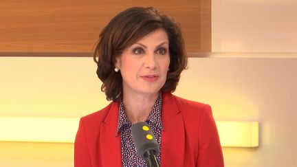 La porte-parole du Medef,&nbsp;Dominique Carlac’h, sur le plateau de franceinfo, le 30 mars 2018. (FRANCEINFO / RADIOFRANCE)