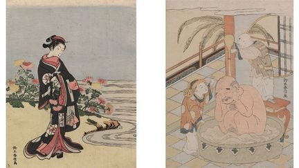 Suzuki Harunobu a joué un rôle essentiel dans la mise au point de l&#039;impression des estampes en plusieurs couleurs. Son oeuvre comprend des portraits de femmes délicats et des estampes parodiques s&#039;inspirant d&#039;oeuvres anciennes.
 (Museum of Asian Art Corfu, Greece. Photography by New Color Photographic Printing Co., Ltd)