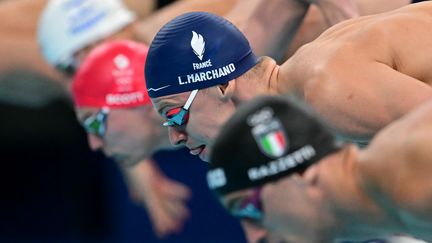 Léon Marchand lors des Jeux olympiques de Paris 2024. (FRANCOIS-XAVIER MARIT / AFP)