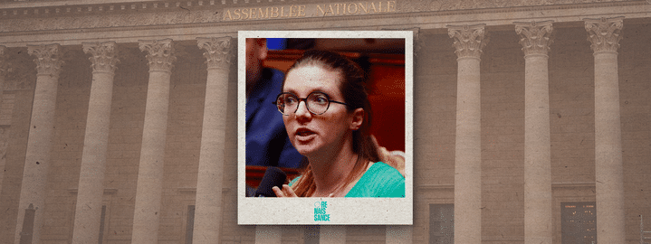 Aurore Bergé est la présidente du groupe Renaissance, le parti présidentiel, qui compte 171 députés. (HELOISE KROB / FRANCEINFO)