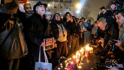 Hommage aux victimes des attentats de Charlie, place de la République à Paris samedi 7 janvier 2017
 (Michael Bunel / NurPhoto)