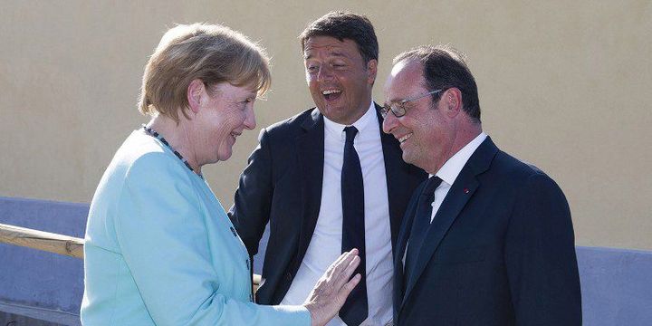 Renzi, Merkel et Hollande le 22 août en Italie. (Tiberio Barchielli / Italian Pri / ANADOLU AGENCY)