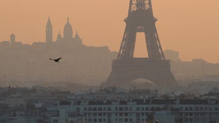 Une vue générale de Paris sous un nuage de pollution, le 27 juillet 2018. (MUSTAFA YALCIN / ANADOLU AGENCY / AFP)