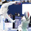 L'escrimeuse Ysaora Thibus à la coupe du monde de fleuret féminin lors du Mazars Challenge International Paris, le 13 janvier 2024. (KEMPINAIRE STEPHANE / KMSP via AFP)